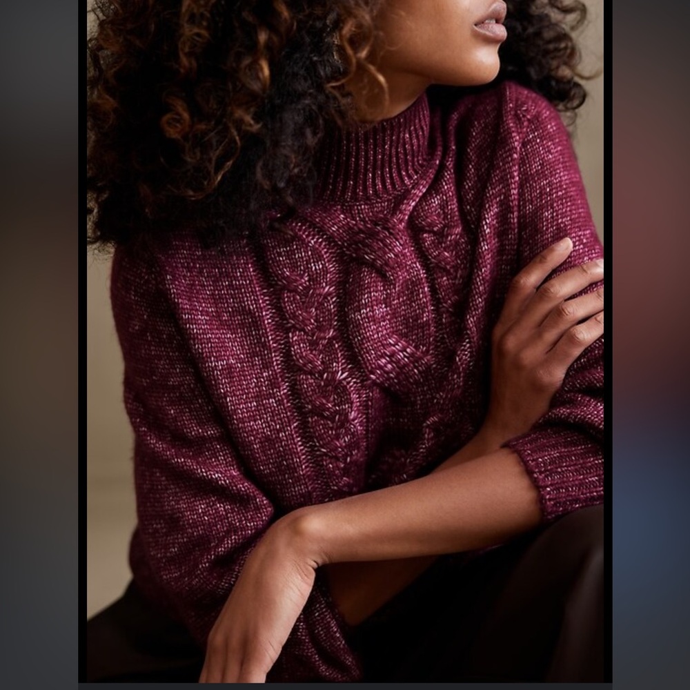 Banana Republic Cable Knit Sweater in Burgundy